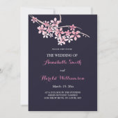 Invitation Mariage floral de la marine rose cerisier (Devant)