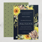 INVITATION MARIAGE FLORAL DE LA NEIGE EUCALYPTUS DE LA NAVY S (Devant / Derrière)