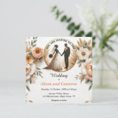 Invitation Mariage floral de la Pêche d'automne (Debout devant)