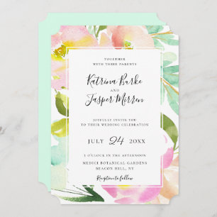 Invitation Mariage floral de la pinte de chair