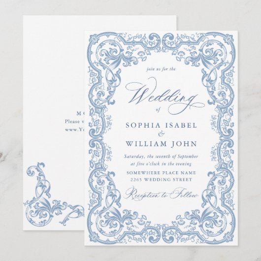 Invitation Mariage Floral de la Renaissance (Devant / Derrière)