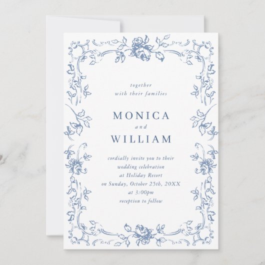 Invitation Mariage Floral de la Renaissance (Devant)