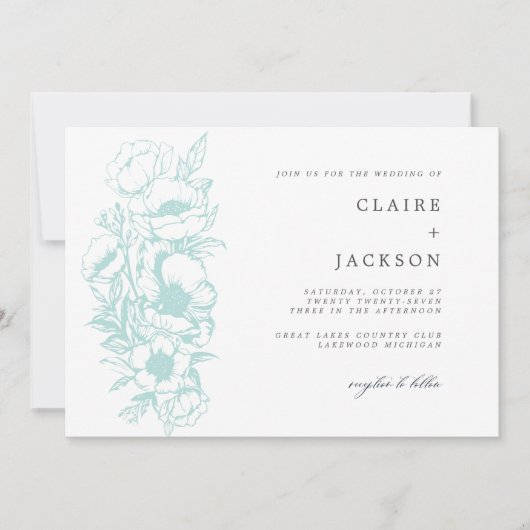 Invitation Mariage floral de l'anémone de Sage (Devant)
