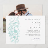 Invitation Mariage floral de l'anémone de Sage (Devant / Derrière)