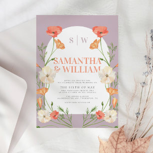 Invitation Mariage floral de l'arc coloré brillant Boho