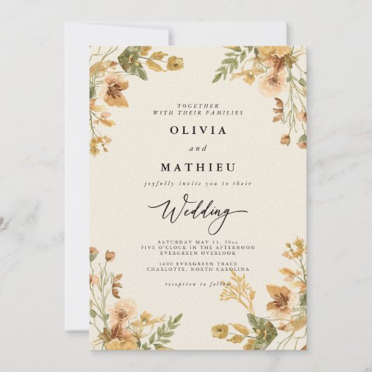 Invitation Mariage floral de l'automne (Devant)