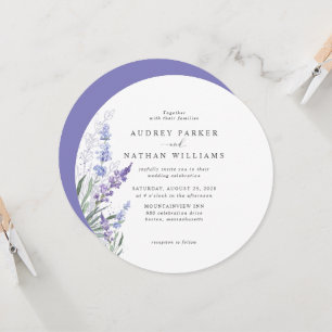 Invitation Mariage floral de lavande à l'aquarelle romantique