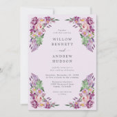 Invitation Mariage floral de lavande aquarelle (Devant)