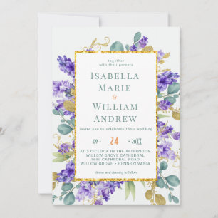 Invitation Mariage Floral de Lavande Eucalyptus Rustique