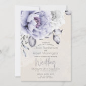 Invitation MARIAGE | Floral de Lilac rustique et d'Albâtre (Devant)