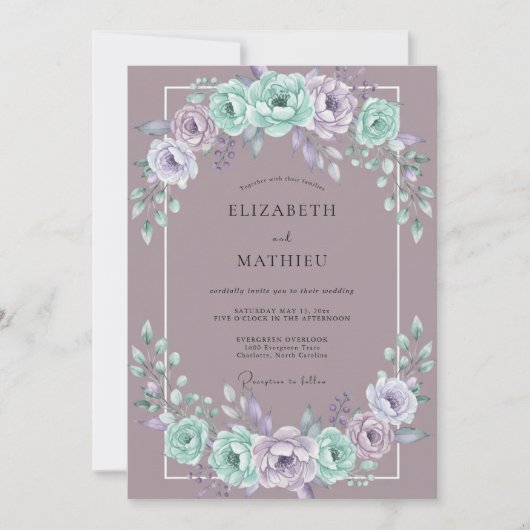 Invitation Mariage Floral de Lilas (Devant)