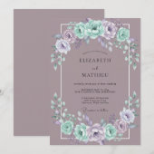 Invitation Mariage Floral de Lilas (Devant / Derrière)
