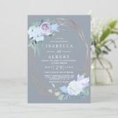 Invitation Mariage floral de lilas doré rose lilas (Debout devant)