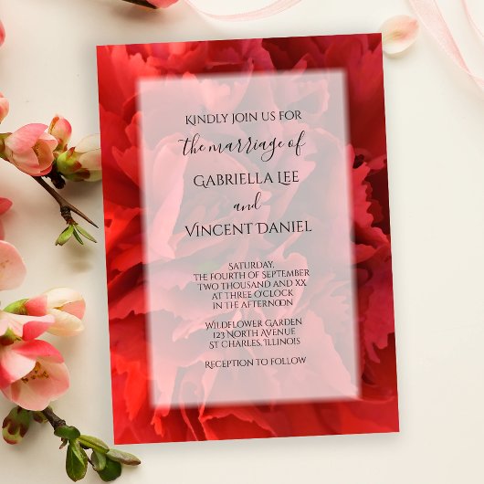 Invitation Mariage floral de l'oeillet rouge