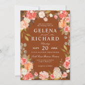 Invitation Mariage Floral de l'Olive Peach (Devant)