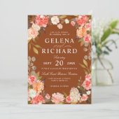 Invitation Mariage Floral de l'Olive Peach (Debout devant)