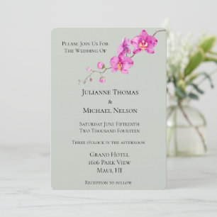 Invitation Mariage floral de l'orchidée rose Sage Green