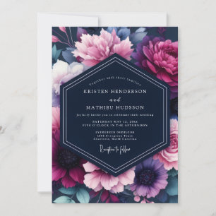 Invitation Mariage floral de luxe aux tons de prune