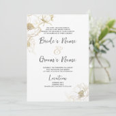 Invitation Mariage floral de luxe simple or blanc peony (Debout devant)