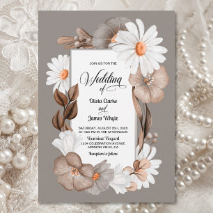 Invitation Mariage floral de marguerite rustique