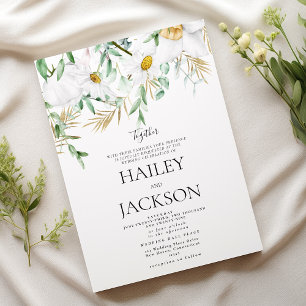 Invitation Mariage floral de marguerites blanches tropicales 