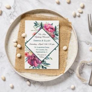 Invitation Mariage floral de Mauve et de Bourgogne