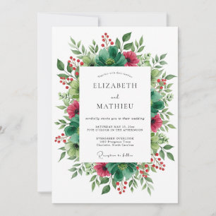 Invitation Mariage floral de nature vert émeraude