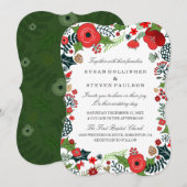 Invitation Mariage floral de Noël - Avec les familles (Devant / Derrière)