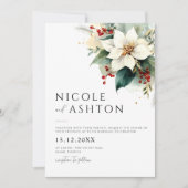 Invitation Mariage floral de Noël moderne (Devant)