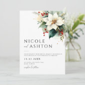 Invitation Mariage floral de Noël moderne (Debout devant)