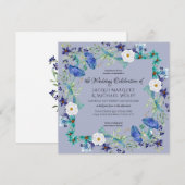 Invitation Mariage floral de pavot à eau violet de lavande (Devant / Derrière)