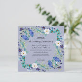 Invitation Mariage floral de pavot à eau violet de lavande (Debout devant)