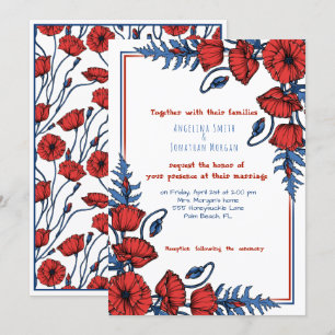 Invitation Mariage floral de pavot personnalisé