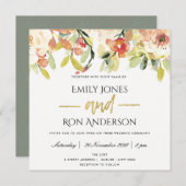 INVITATION MARIAGE FLORAL DE PEACH PEACH ROSE (Devant / Derrière)