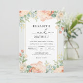 Invitation Mariage floral de pêche (Debout devant)