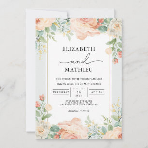 Invitation Mariage floral de pêche