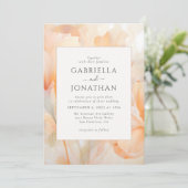 Invitation Mariage floral de pêche à l'aquarelle moderne (Debout devant)