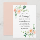 Invitation mariage floral de pêche aquarelle (Devant / Derrière)