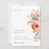Invitation Mariage floral de Pêche Boho (Devant)