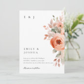 Invitation Mariage floral de Pêche Boho (Debout devant)