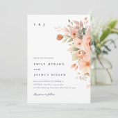 Invitation Mariage floral de Pêche Boho (Debout devant)