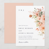 Invitation Mariage floral de Pêche Boho (Devant / Derrière)