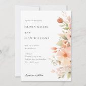 Invitation Mariage floral de Pêche Boho (Devant)