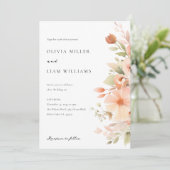 Invitation Mariage floral de Pêche Boho (Debout devant)