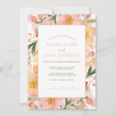 Invitation Mariage Floral de Pêche Orange Aquarelle moderne (Devant)