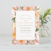 Invitation Mariage Floral de Pêche Orange Aquarelle moderne (Debout devant)