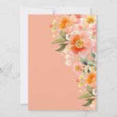 Invitation Mariage Floral de Pêche Orange Aquarelle moderne (Dos)