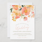 Invitation Mariage Floral de Pêche Orange Aquarelle moderne (Devant)