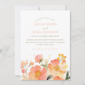 Invitation Mariage Floral de Pêche Orange Aquarelle moderne (Devant)