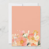 Invitation Mariage Floral de Pêche Orange Aquarelle moderne (Dos)